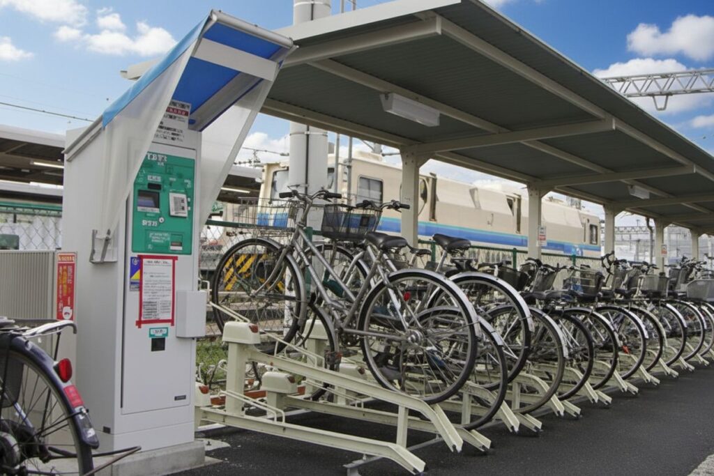 羽生駅西口と駐輪場