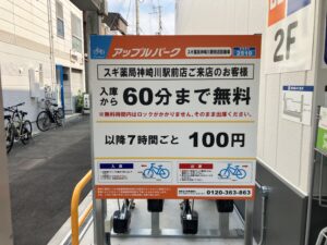 スギ薬局神崎川駅前店駐輪場_看板
